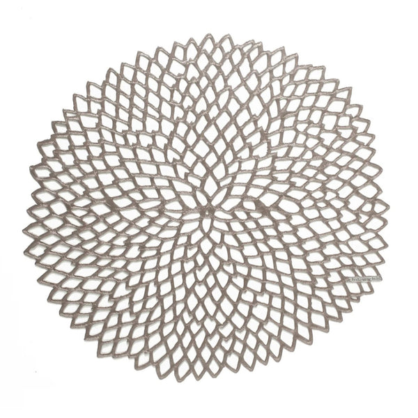 Dahlia Pressed Vinyl Round Placemat in Gunmetal by Chilewich Amiramour