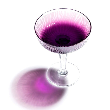 Luxury crystal Champagne Coupe in Amethyste pink-purple from Alice Collection
