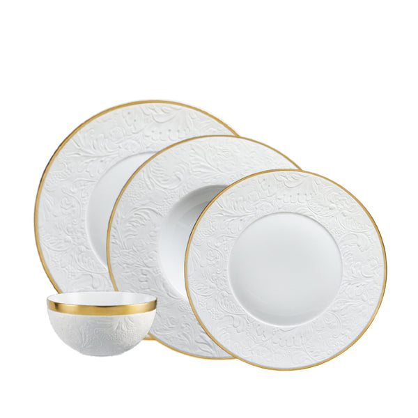 Dinnerware Set of 16 Pieces Italian Renaissance Filet Or Mat