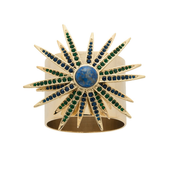 Starburst Napkin Ring With Lapis Lazuli Stone by Joanna Buchanan Set of 2
