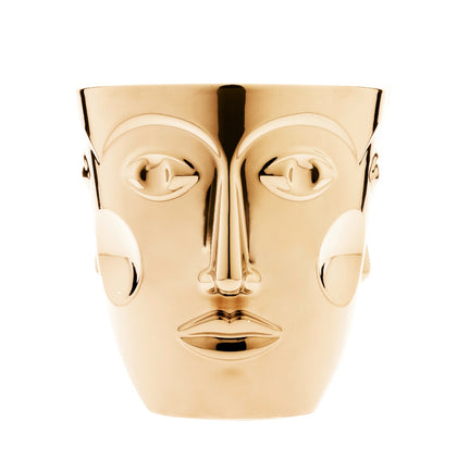 Faces vase and champagne cooler in gold-refined porcelain by Sieger by Fürstenberg – sculptural luxury design