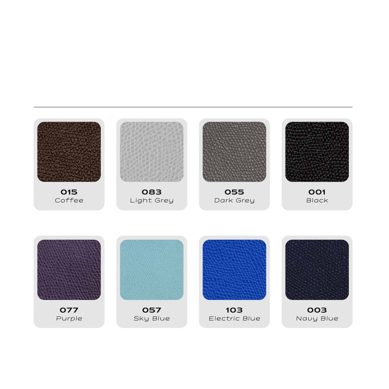 Black oval leather placemat by Pinetti leather colour chart page two.