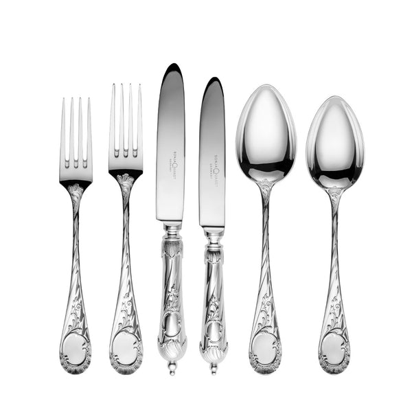 Vendôme cutlery set of 36 pieces for 6 guests, silver-plated design.