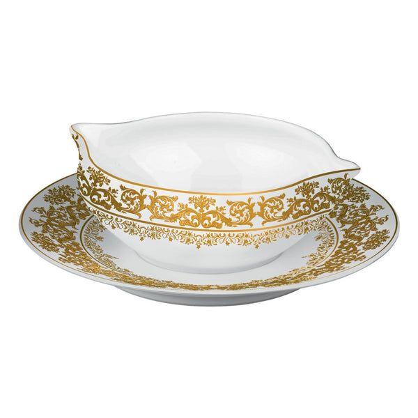 Sauce Boat and Stand - Chelsea Gold Fond Blanc
