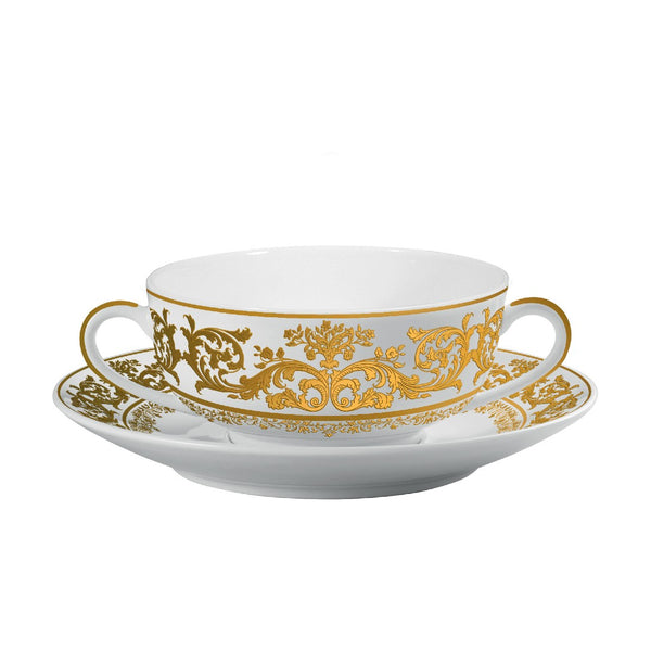 Cream Soup Cup and Saucer - Chelsea Gold Fond Blanc
