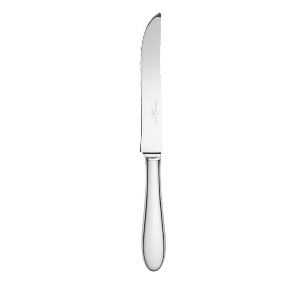 Elegant steak knife with hollow handle and sharp steel blade by Sonja Quandt.