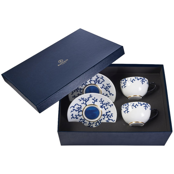 Set of 2 Tea Cups and Saucers Cristobal Marine in a Gift Box