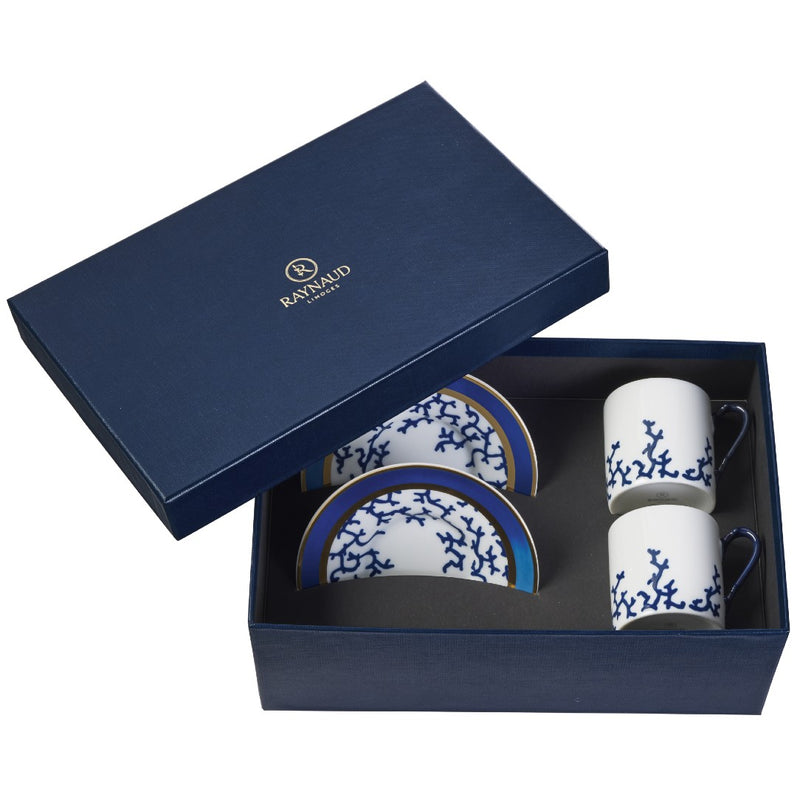 Set of 2 Espresso Cups and Saucers Cristobal Marine in a Gift Box