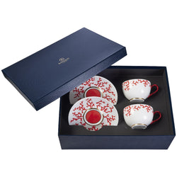 Set of 2 Tea Cups and Saucers Cristobal Rouge in a Gift Box