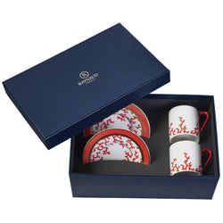 Set of 2 Espresso Cups and Saucers Cristobal Rouge in a Gift Box