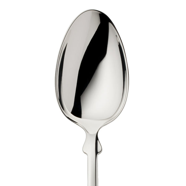 Dessert spoon Spaten silver-plated close-up n its bowl.