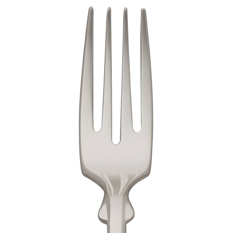 Fish fork Spaten silver-plated close-up on its tines.