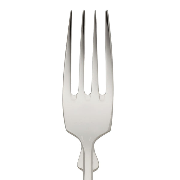 Children’s fork Spaten silver-plated close-up on its tines.