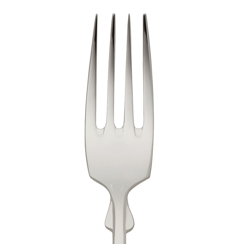Children’s fork Spaten silver-plated close-up on its tines.