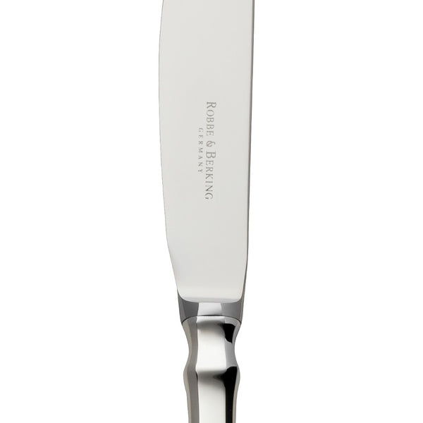 Children’s knife Spaten silver-plated close-up on its blade