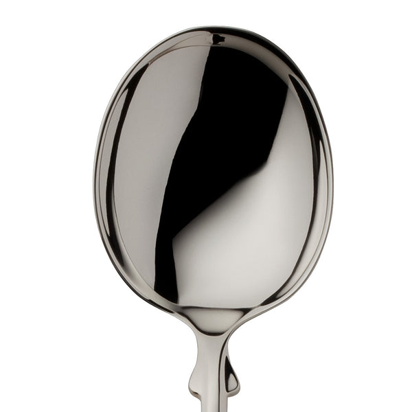 Cream spoon Spaten silver-plated close-up on its round bowl