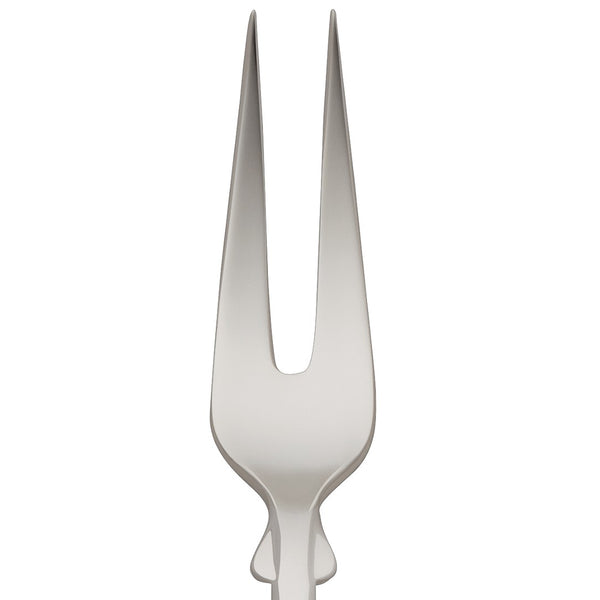 Meat fork large Spaten silver-plated close-up on its forked tip