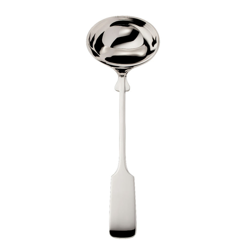 Soup ladle Spaten silver-plated with elongated handle and hand-shaped detailing
