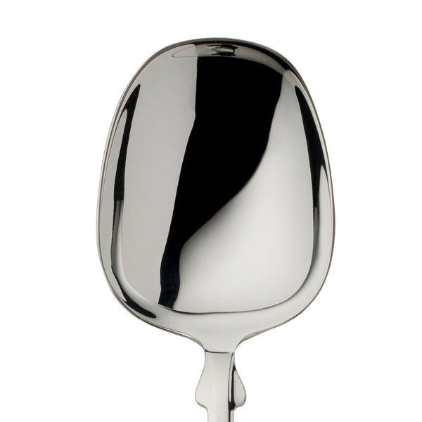 Salad serving spoon small Spaten silver-plated close-up on its round bowl