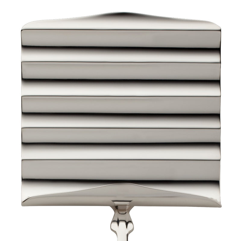 Asparagus server Spaten silver-plated close-up wide ridged blade.