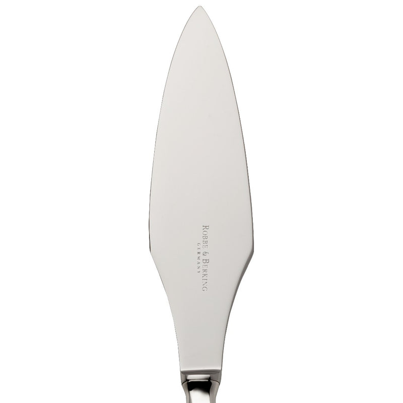 Tart knife Spaten silver-plated wide blade close-up.