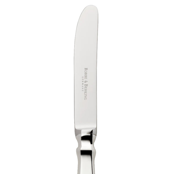 Cake fruit knife Spaten silver-plated close-up on its blade.