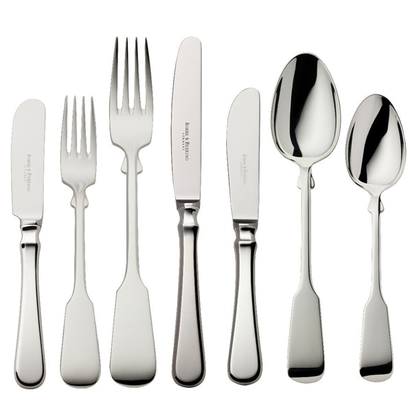 Cutlery set 84 pieces Spaten silver-plated with elongated handles and hand-shaped detailing.