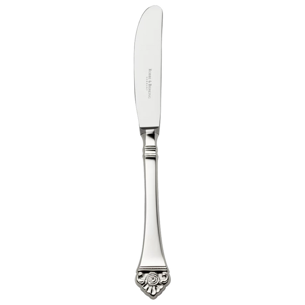 Dessert knife Rosenmuster silver plated with rose detailed handle and balanced blade