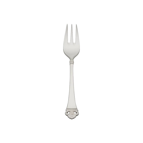 Cake fork Rosenmuster silver plated with three tines and openwork rose handle