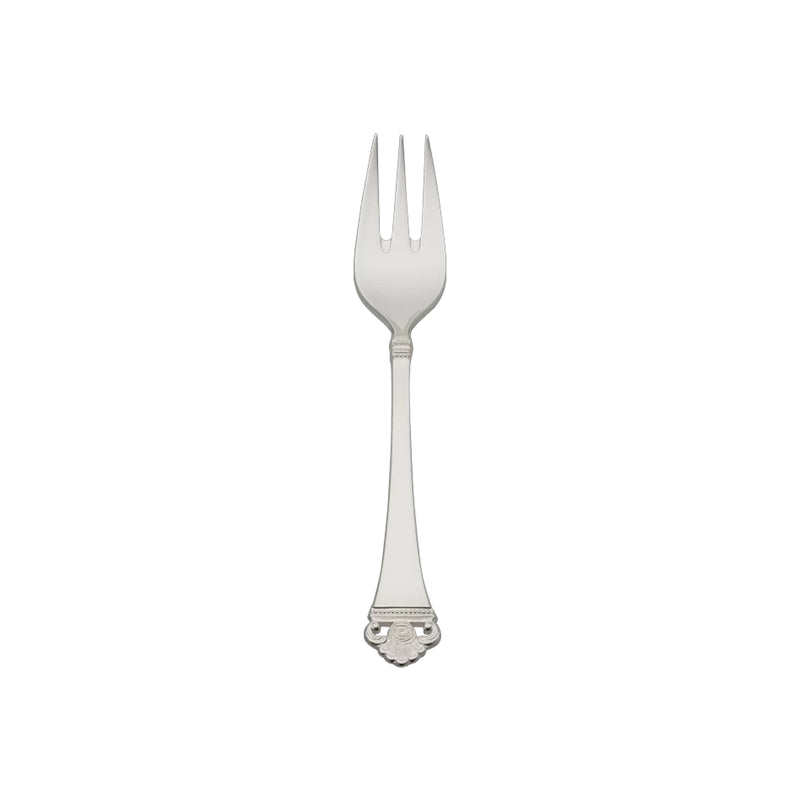 Cake fork Rosenmuster silver plated with three tines and openwork rose handle