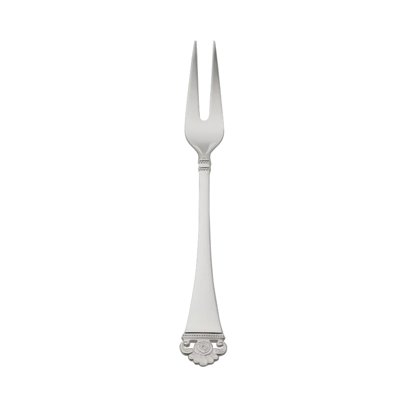 Meat fork large Rosenmuster silver plated with rose motif handle.
