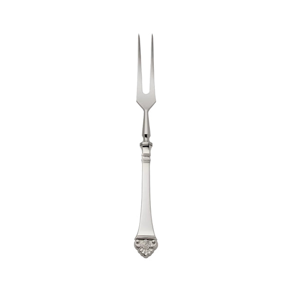 Rosenmuster silver-plated carving fork with long tapered prongs and rose-detailed handle