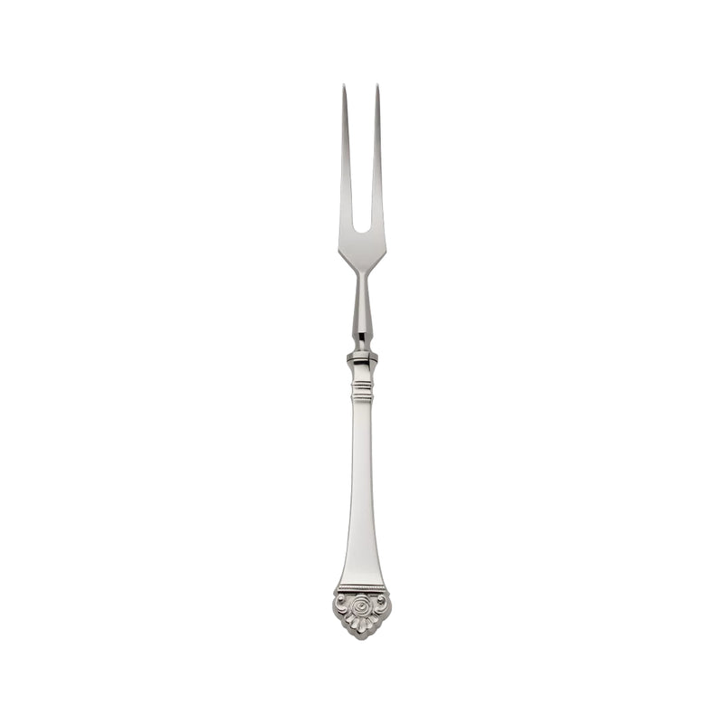Rosenmuster silver-plated carving fork with long tapered prongs and rose-detailed handle