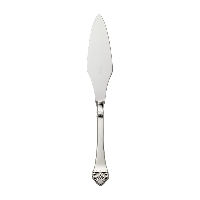 Rosenmuster silver-plated tart knife with curved blade and rose motif handle
