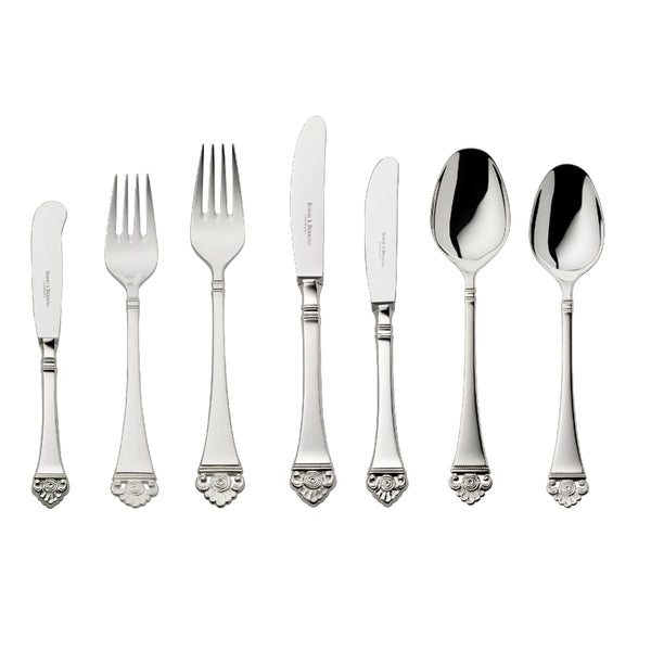 Cutlery Set 84 Pieces – Rosenmuster silver-plated set with openwork rose handles and elegant detailing
