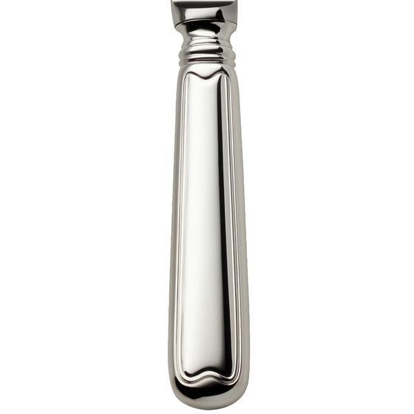 Dessert knife Alt-Faden silver-plated contoured handle and thread detailing close-up.