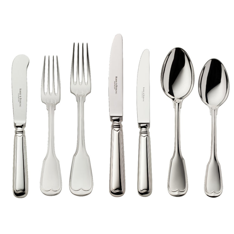 Cutlery Set of 84 Pieces Alt Faden silver plated cutlery with thread detailing by Robbe and Berking.