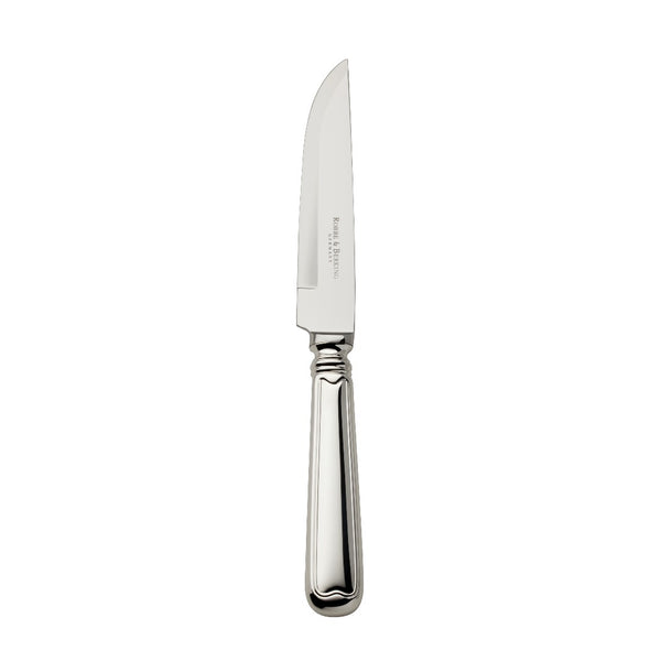 Steak knife Alt Faden silver plated with thread detailing and scalloped finish by Robbe and Berking