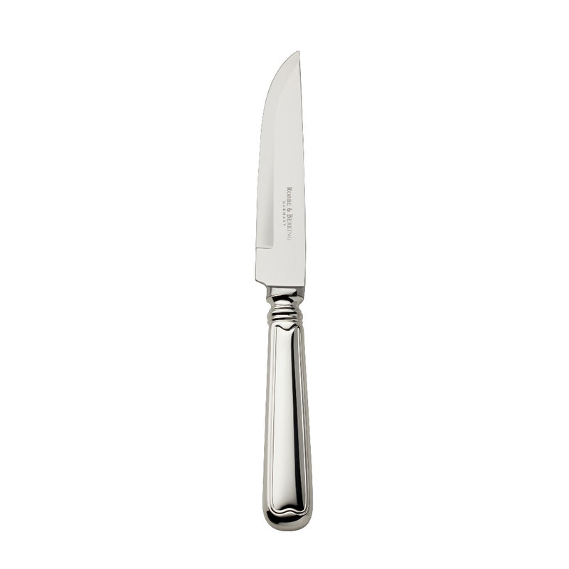 Steak knife Alt Faden silver plated with thread detailing and scalloped finish by Robbe and Berking