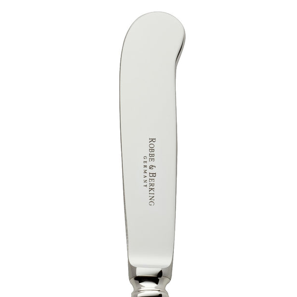 Butter knife Alt-Faden silver-plated with rounded blade.