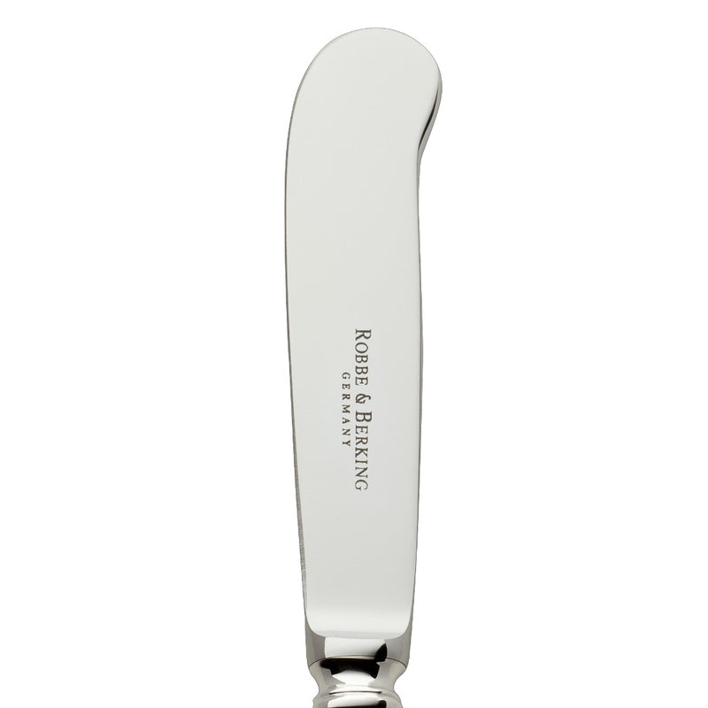 Butter knife Alt-Faden silver-plated with rounded blade.