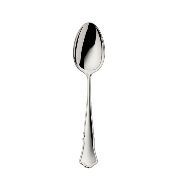 Alt Chippendale silver plated dessert spoon with rounded bowl and contoured handle