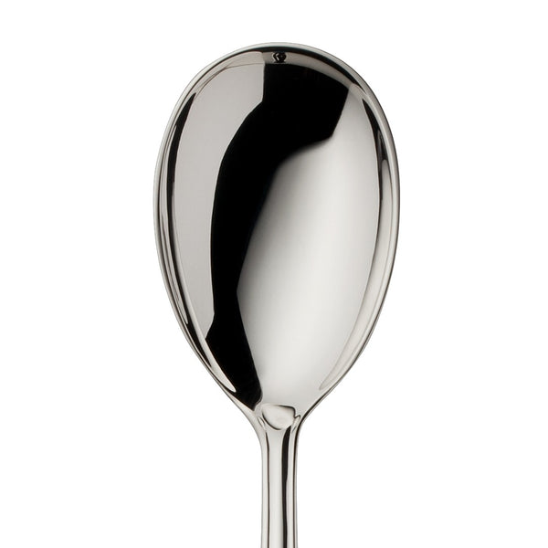 Alt Chippendale silver plated ice cream spoon rounded bowl close-up.