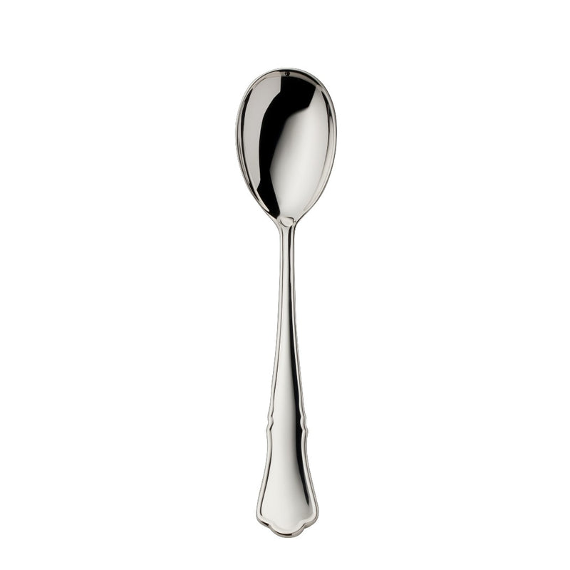 Alt Chippendale silver plated ice cream spoon with rounded bowl and contoured handle.