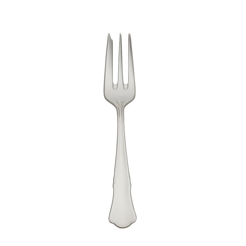 Alt Chippendale silver plated cake fork with tapered prongs and contoured handle.