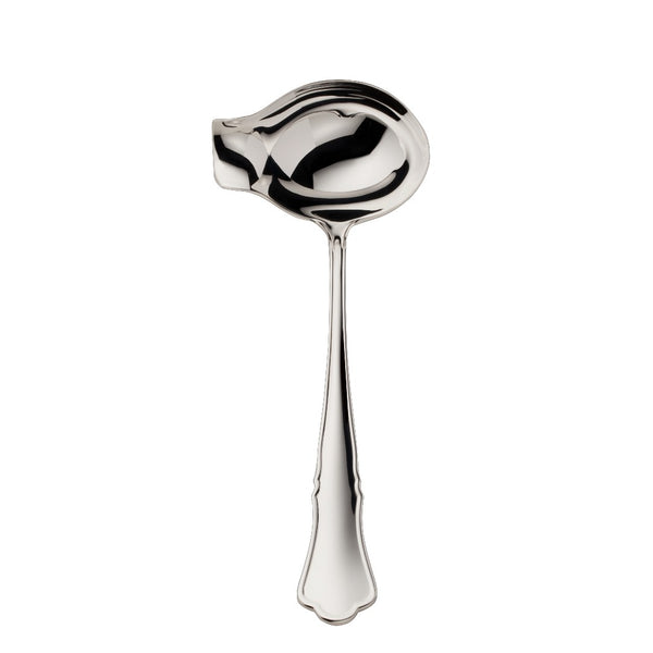 Alt Chippendale silver plated sauce ladle with deep bowl and shaped pour lip