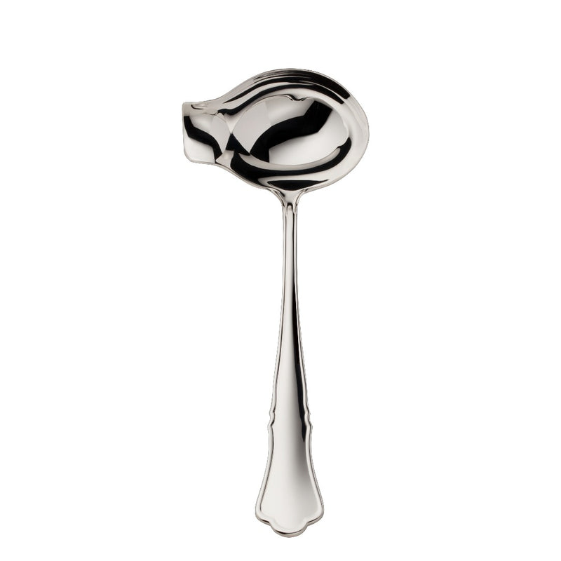 Alt Chippendale silver plated sauce ladle with deep bowl and shaped pour lip