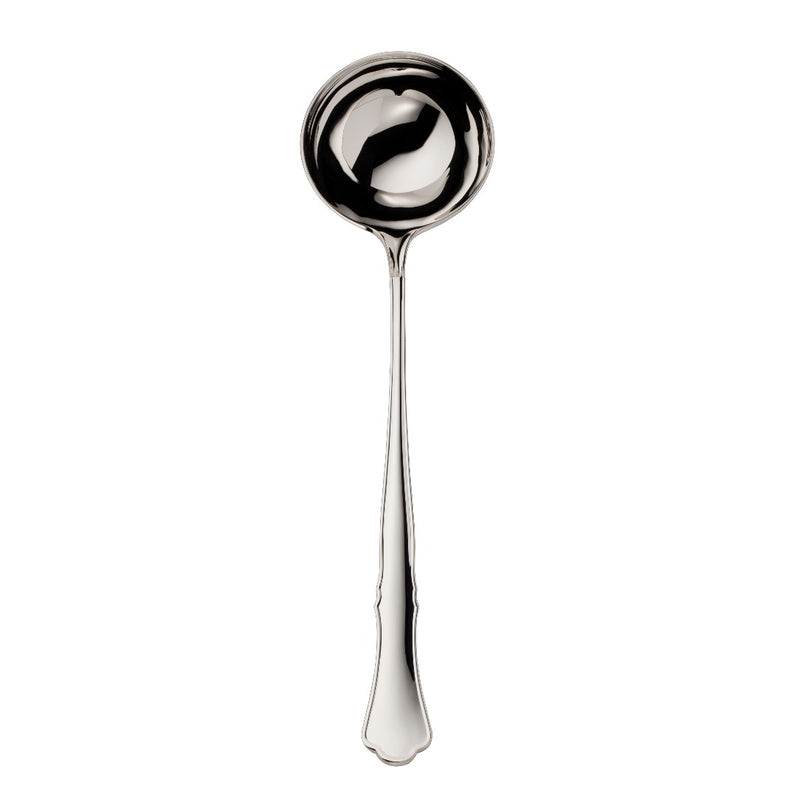 Alt Chippendale silver plated soup ladle with wide rounded bowl and classic contoured handle