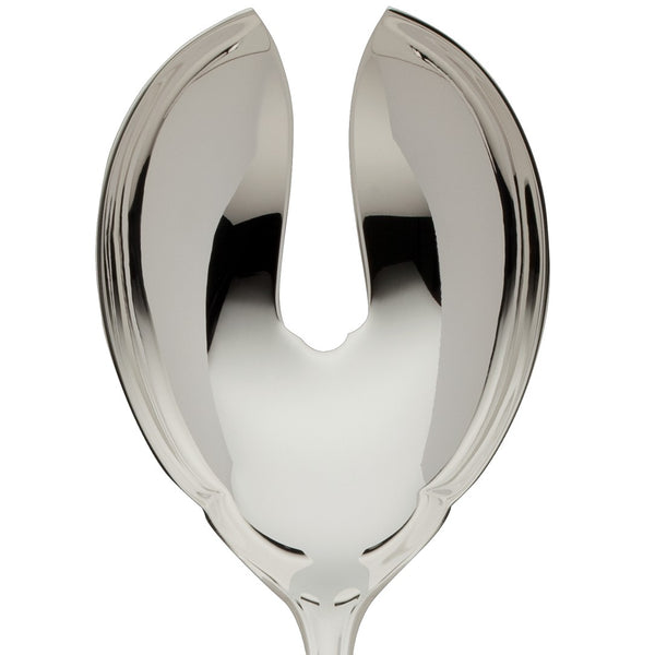 Alt Chippendale silver plated large salad serving fork close-up.