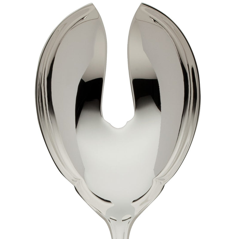 Alt Chippendale silver plated large salad serving fork close-up.